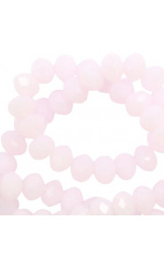 Faceted glass beads 3x2mm disc Oleander pink-pearl shine coating